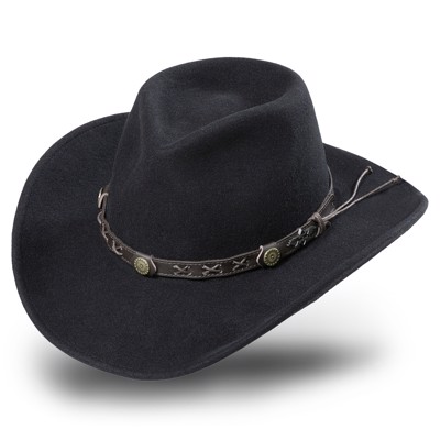 STARS & STRIPES COWBOY HAT WALKER BLACK , 100% WOOL FELT - LINING 100% POLYESTER